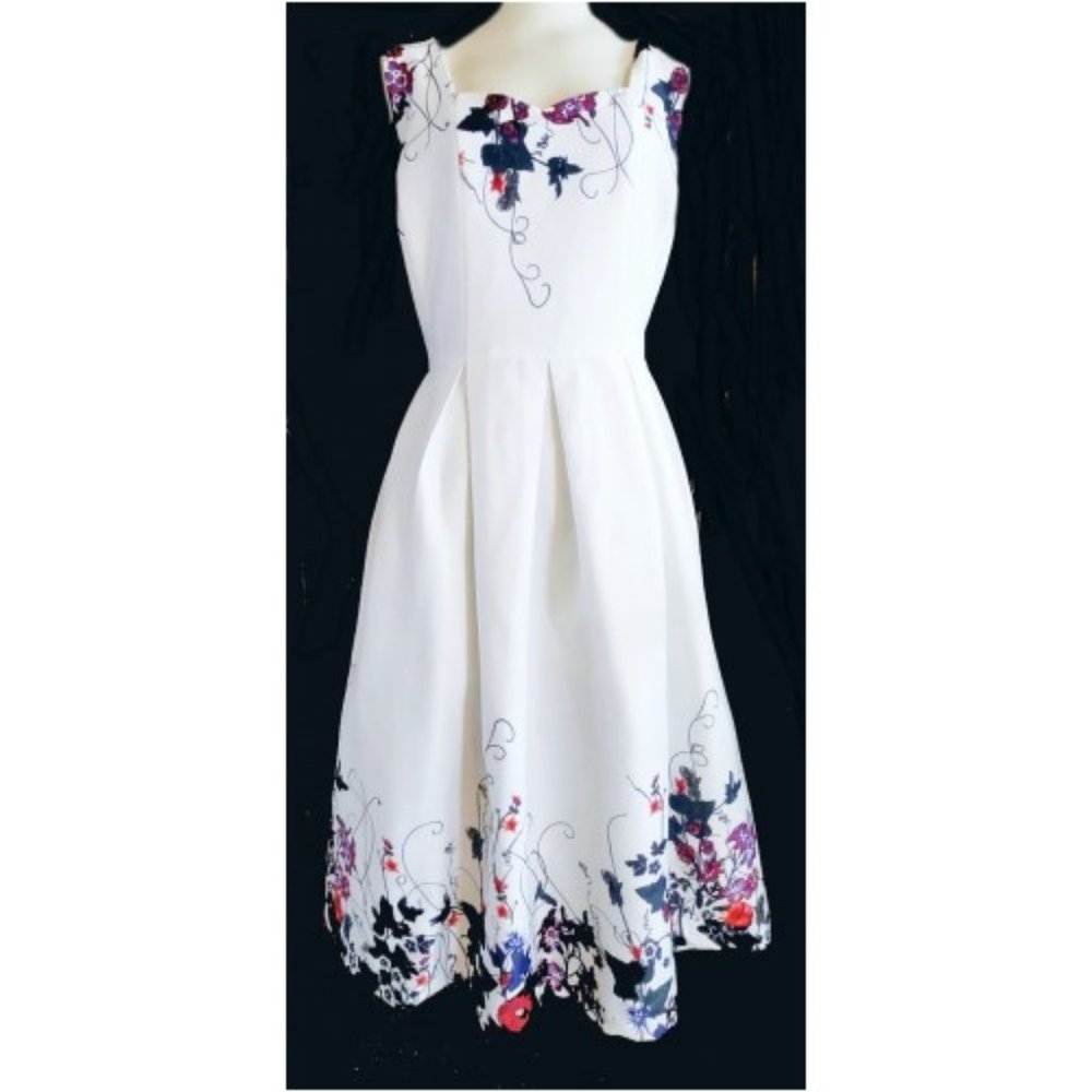 NWT Joe Browns White Floral Retro Party Dress US 12 UK 16 EU 44 NEW